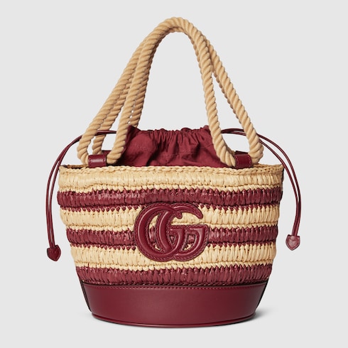 Woven mini bucket bag 