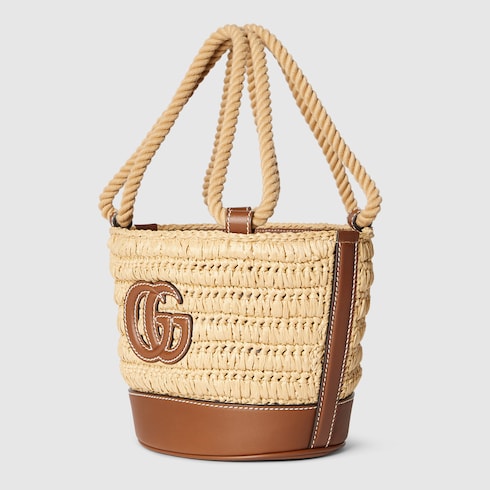Woven mini bucket bag