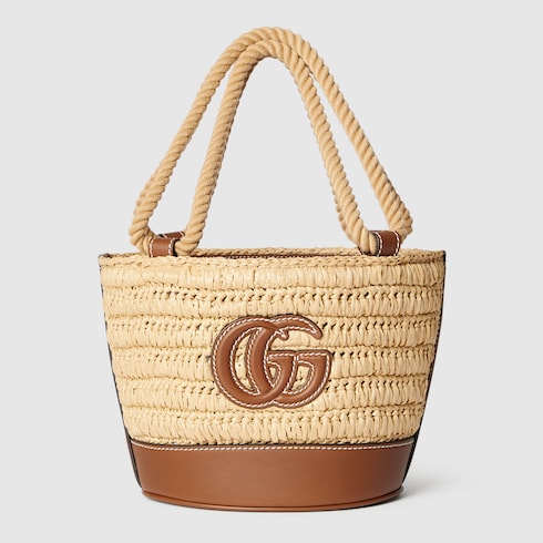 Woven mini bucket bag