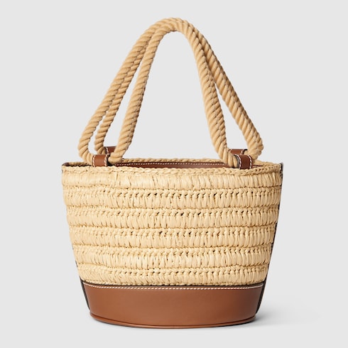 Woven mini bucket bag