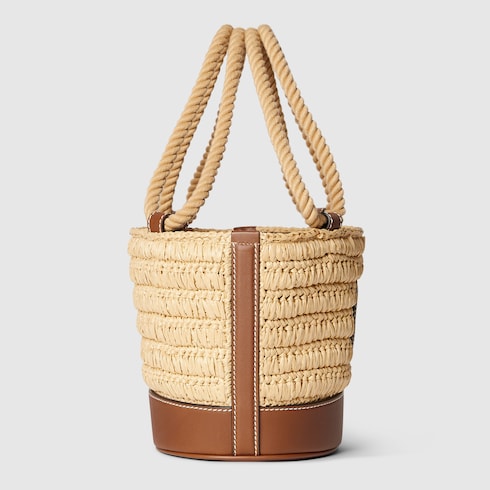 Woven mini bucket bag