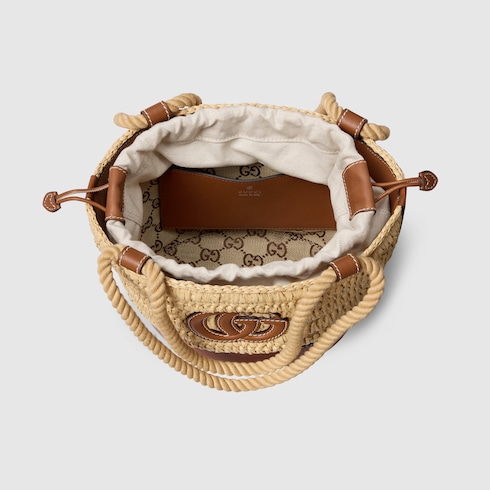 Woven mini bucket bag