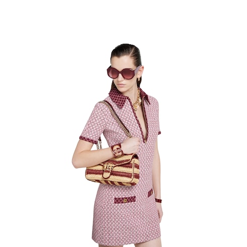 GG Marmont woven medium shoulder bag