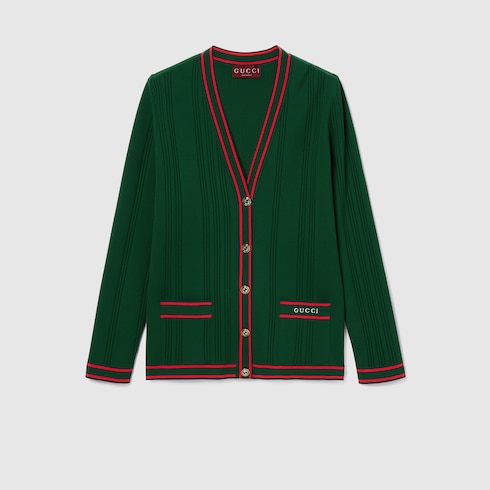 Cardigan with striped trim