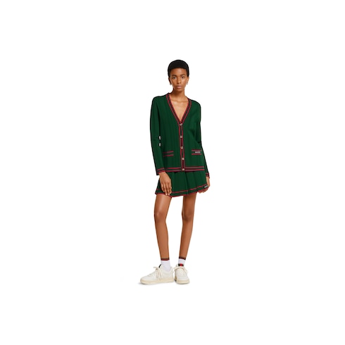 Cardigan with striped trim