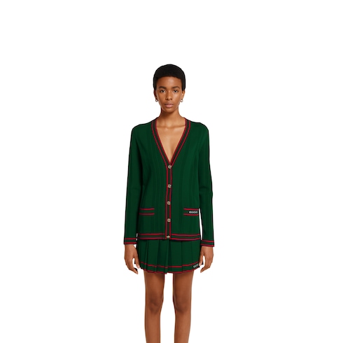 Cardigan with striped trim