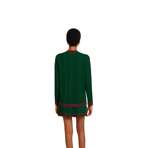Cardigan with striped trim