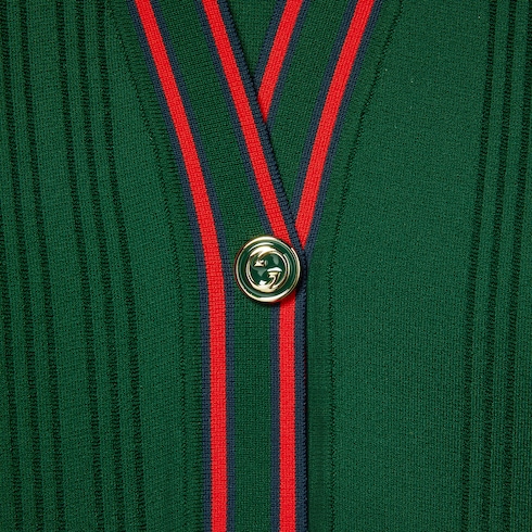 Cardigan with striped trim
