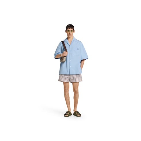 Short en coton à rayures avec broderie