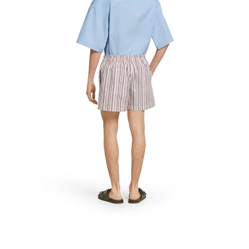 Striped cotton shorts with embroidery