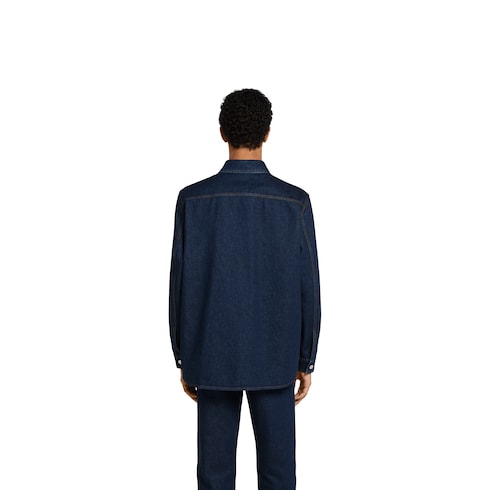 Relaxed fit denim shirt in dark blue | GUCCI® US
