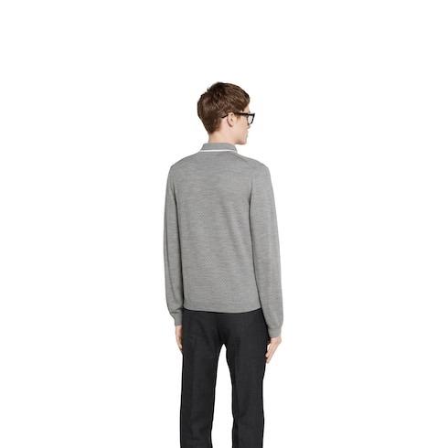Fine wool knit polo shirt with intarsia Detail 4