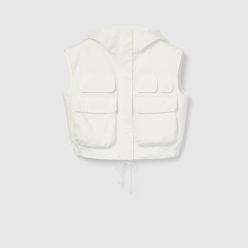 Light cotton canvas gilet with embroidery