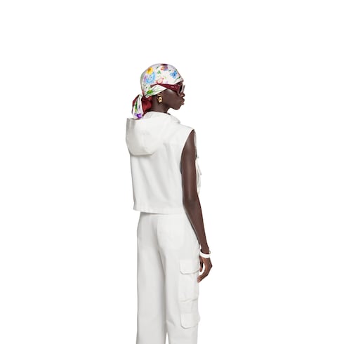 Light cotton canvas gilet with embroidery