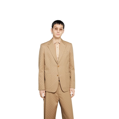 Giacca in gabardina di cotone GG jacquard