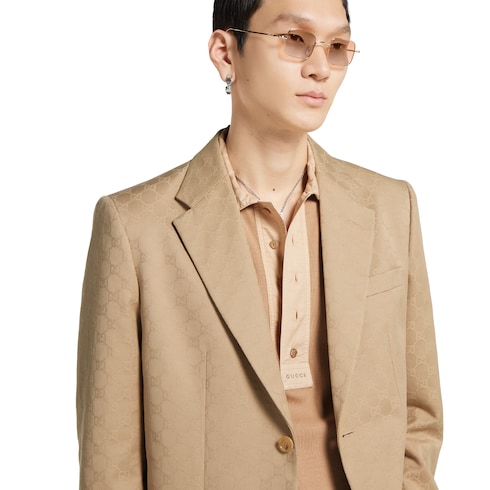 Giacca in gabardina di cotone GG jacquard