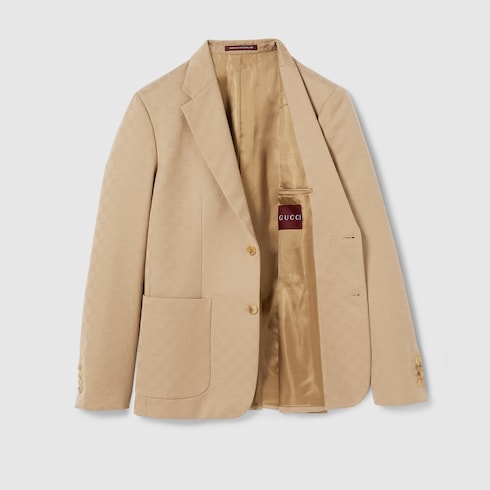 Giacca in gabardina di cotone GG jacquard