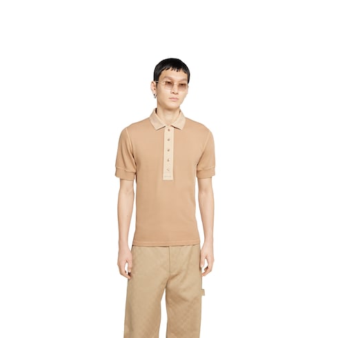 Poloshirt aus gerippter Baumwolle mit Stickerei