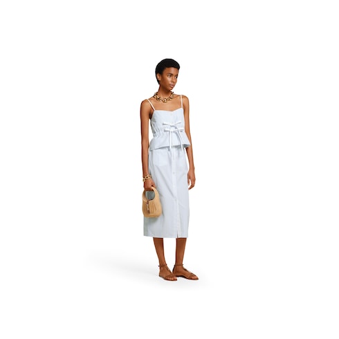 Gucci cotton fil coupé top in white and light blue | GUCCI® US