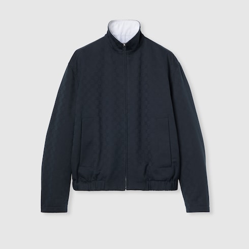 Reversible cotton gabardine zip jacket
