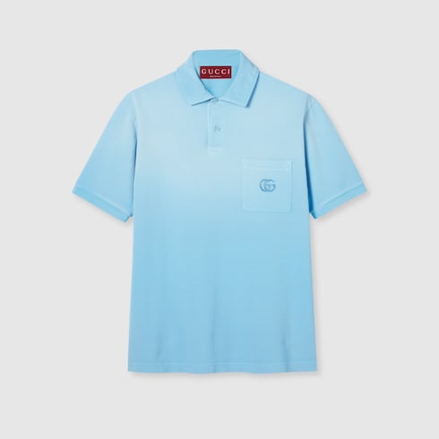 Chemise polo en piqué de coton avec broderie