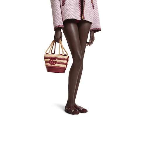Woven mini bucket bag
