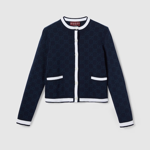 GG fine cotton jacquard cardigan Detail 2