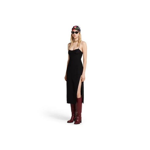 Vestido de seda con Horsebit de cristales