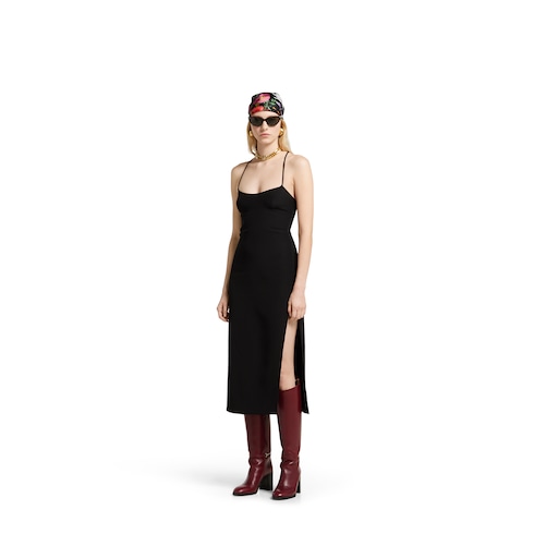 Kleid aus Seide mit Horsebit-Kristalldetail