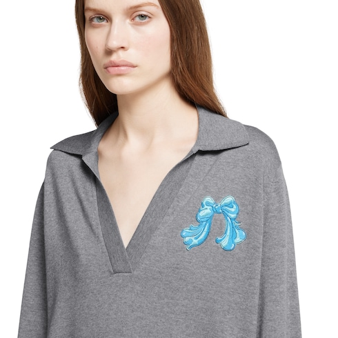 Polo en laine extra-fine avec empiècement
