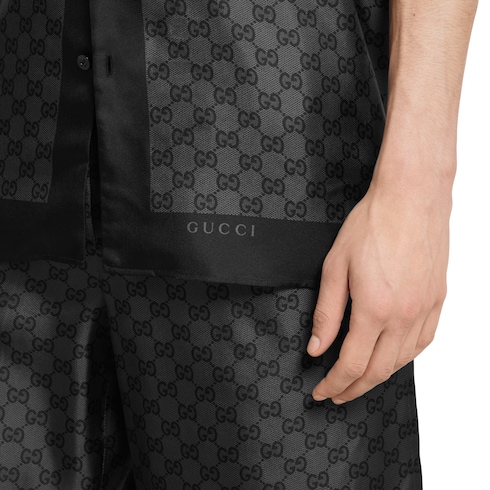 Chemise de bowling en twill de soie à imprimé