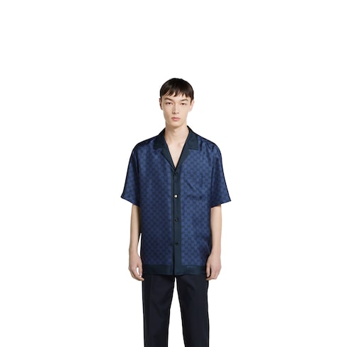 Bowling-Shirt aus Seidentwill mit Print