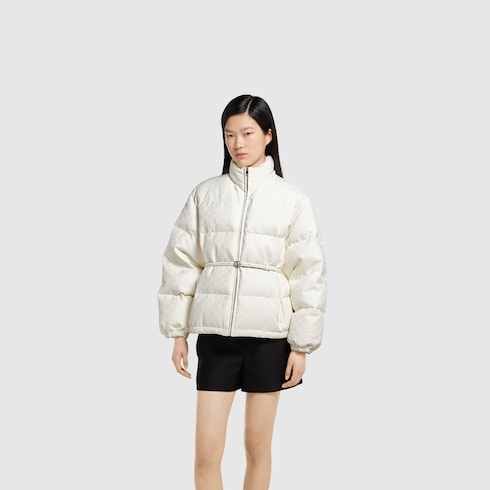 Куртка-бомбер с капюшоном из текстиля GG и набивкой