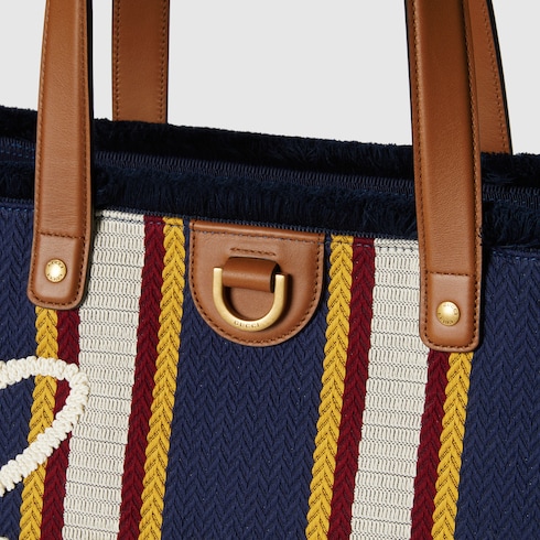 Borsa shopping in tessuto ricamato misura media