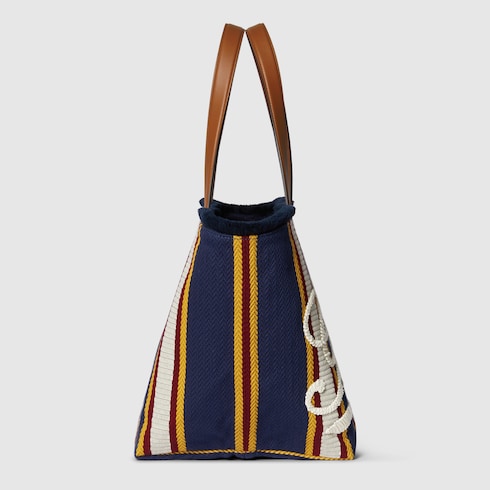Borsa shopping in tessuto ricamato misura media