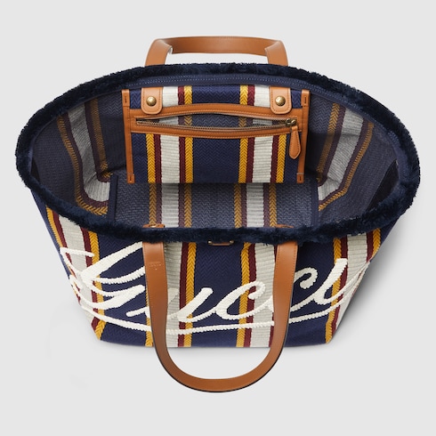 Borsa shopping in tessuto ricamato misura media