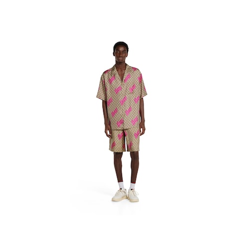 Chemise de bowling en twill de soie à imprimé
