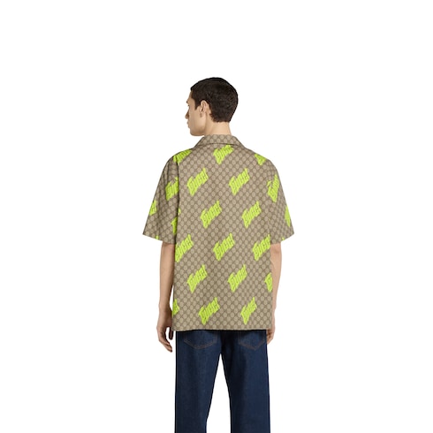 Camicia bowling in popeline di cotone con stampa
