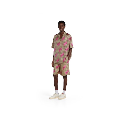 Shorts aus Seidentwill mit Print