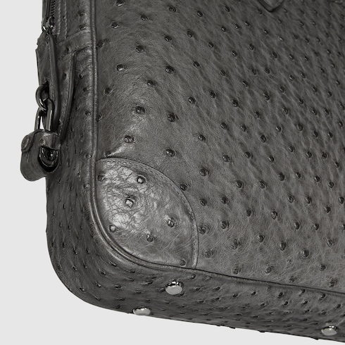 Ostrich briefcase with Double G Detail 8