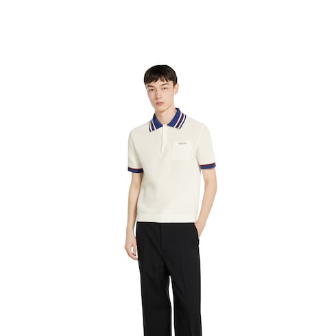 Cotton piquet polo shirt with intarsia Detail 3