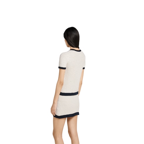 Cardigan in fine cotone a uncinetto