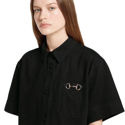 Denim jumpsuit with Horsebit