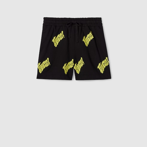 Embroidered cotton jersey shorts