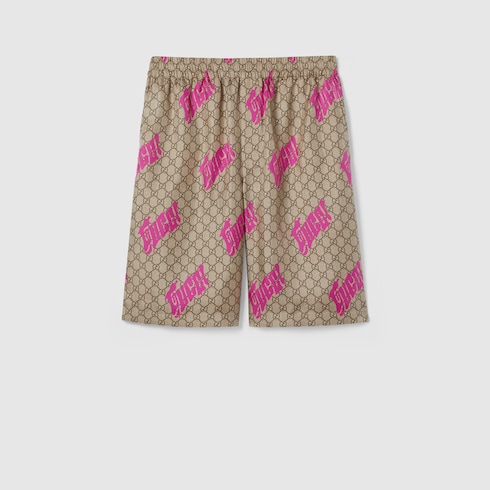 Shorts aus Seidentwill mit Print