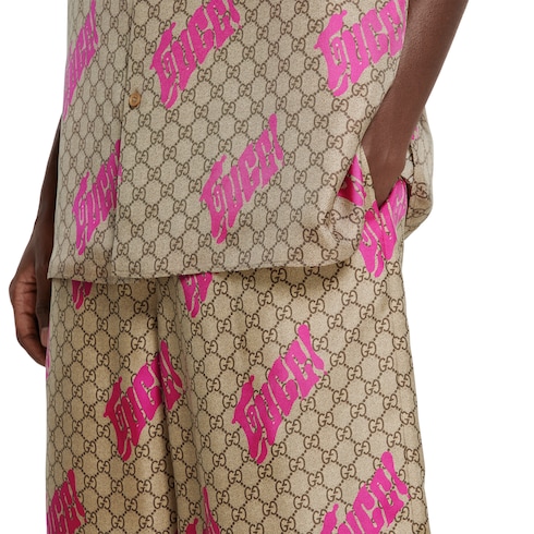Shorts aus Seidentwill mit Print