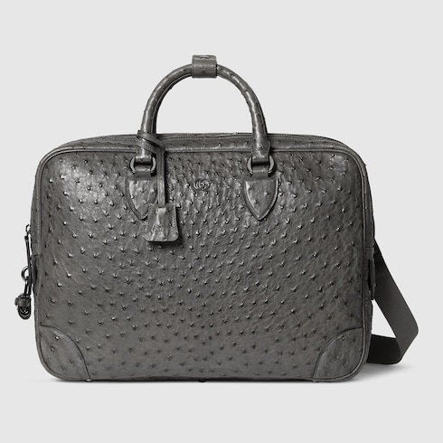 Ostrich briefcase with Double G