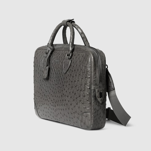 Ostrich briefcase with Double G Detail 2