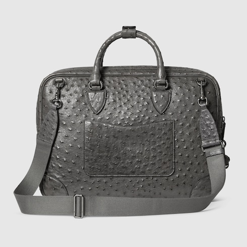 Ostrich briefcase with Double G Detail 5