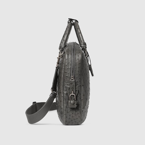 Ostrich briefcase with Double G Detail 6